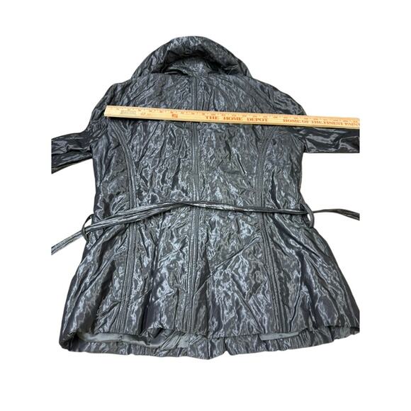 "CACHE" Silver Metallic Dress Coat VTG SZ M Belted 80's Girl's Night Out Club - Picture 16 of 16